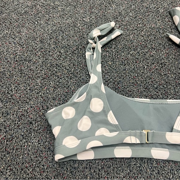 TARGET Green & White Polka Dot Bow Tie Shoulder Retro Bikini Top Removable Cup L - Picture 12 of 16